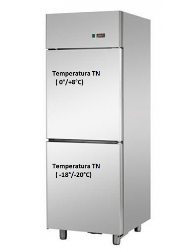 Armadio refrigerato - Litri 700 - Doppia temperatura (-18°-20°C / -18°-20°C) - Ventilata -  Cm 72 x 80 x 205 h