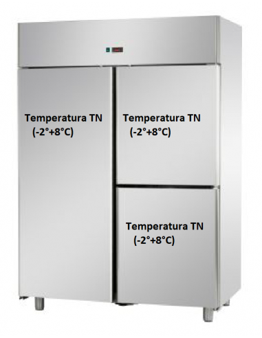 Refrigerated cabinet - Capacity Lt. 1400 - Temperatures -2°/+8°C - 3 Doors - Ventilated - Cm 144 x 80 x 205 h