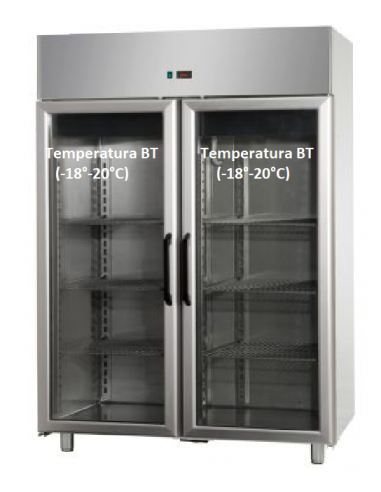 Combined cabinet - Capacity Lt. 1400 - Glass doors - Cm 144 x 80 x 205 h
