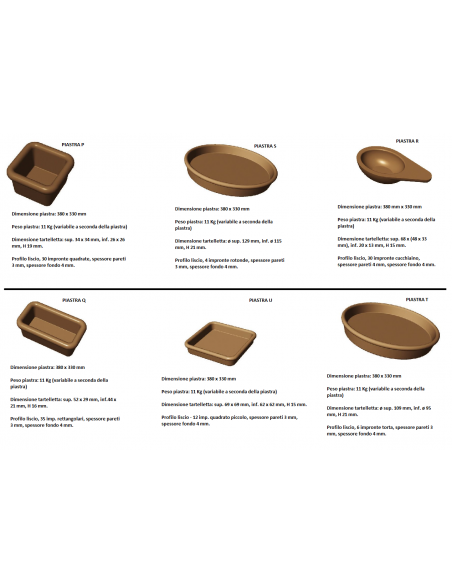 Piastra professionale per tartelle - cm 44 x 53 x 42 h