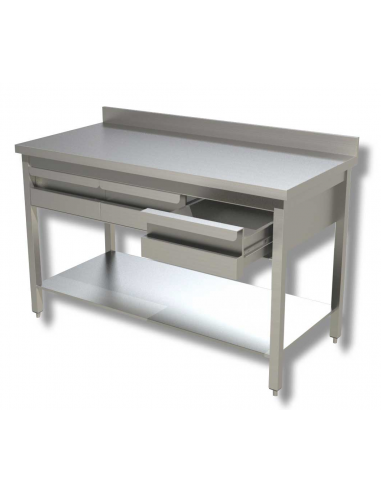 Table with shelf AISI 430 - Depth 70 - Alzatina - Cassetti