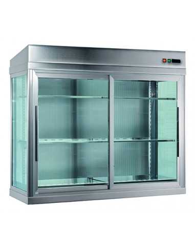 Espositore carne pensile - In acciaio inox AISI 304 - 2 porte scorrevoli - Temperatura +2/+10°C - Cm 100 x 55 x 88 h