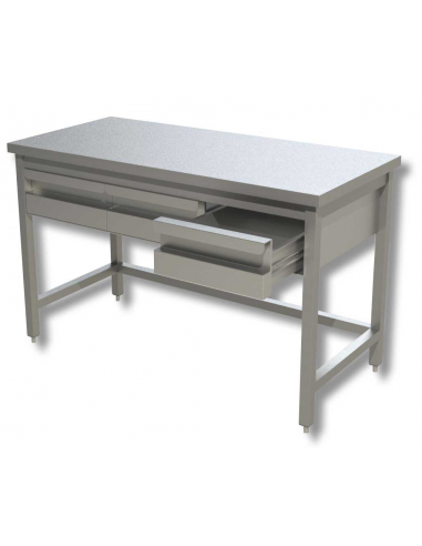 Table per day AISI 430 - Depth 60 - Drawers - Square legs