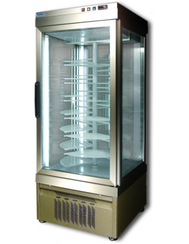 Pastry glass - Temperature -5/+10° C - 26 places cake - 1 door - 4 sides glass - Power kW 0.42 - cm 76 x 76 x 191h