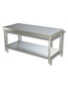Tavolo con ripiano AISI 430 - Profondità 70  - Gambe tonde