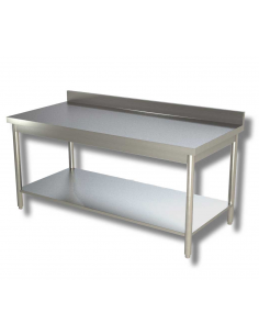 Tavolo con ripiano AISI 430 - Profondità 70  - Alzatina -...