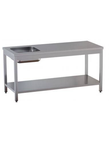 Table with shelf AISI 430 - Left tank - Depth 60