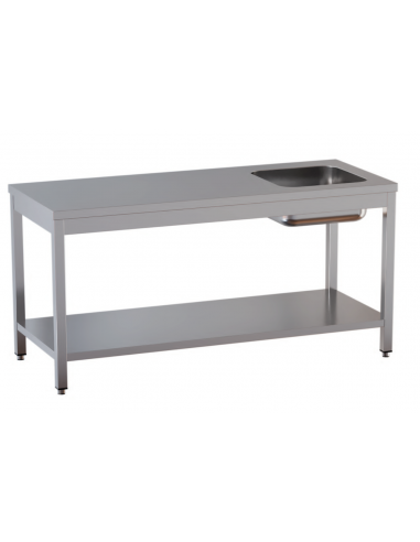 Table with shelf AISI 430 - Right tank - Depth 80