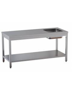 Table with shelf AISI 430 - Right tank - Depth 60