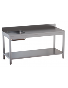 Table with shelf AISI 430 - Alzatina - Left tank - Depth 70