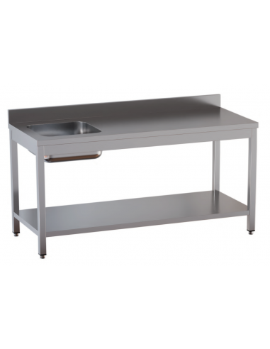 Table with shelf AISI 430 - Alzatina - Left - Depth 80