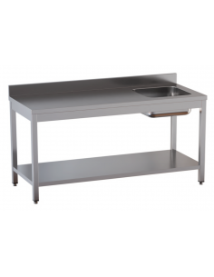 Table with shelf AISI 430 - Alzatina - Right tank - Depth 60