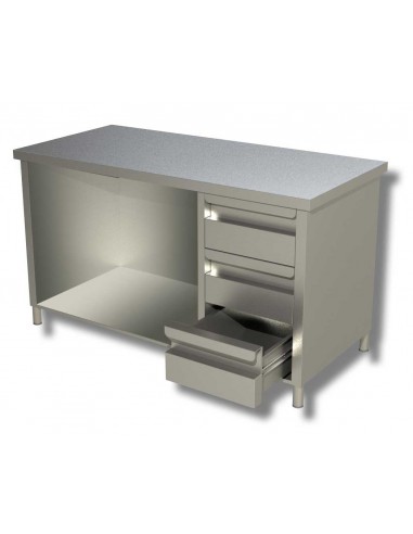 Table per day AISI 430 - Depth 60 - Right drawers