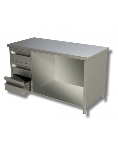 Table per day AISI 430 - Depth 60 - Left drawers