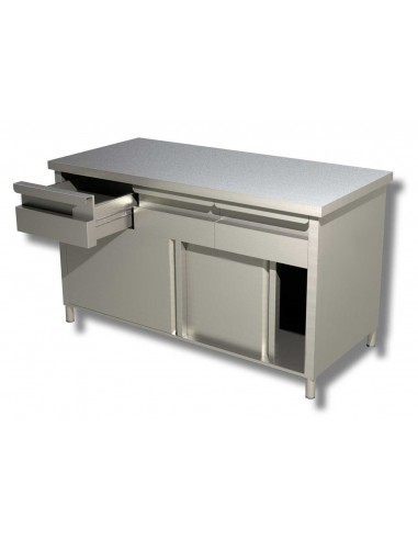 Table AISI 430 - Sliding doors - Depth 70 - Drawer