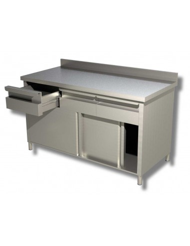 Table AISI 430 - Lift - Sliding doors - Depth 70 - Drawer