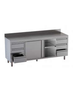 Table AISI 430 - Alzatina - Depth 70 - Left right drawers