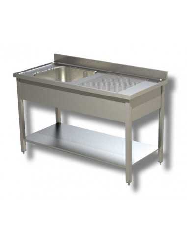 Lavatoio - Ripiano - No. 1 tub - Depth 60 - Gocciolatoio to the right - Acciaio inox AISI 430 - Various dimensions