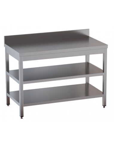 Table with double shelf AISI 430 - Alzatina - Depth 70