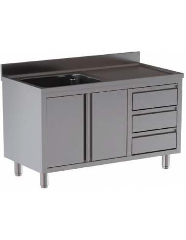 Washer AISI 430 - 1 tub - Drawer - Depth 60 - Right dripper