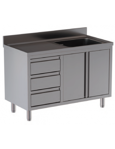 Washer AISI 430 - 1 tub - Drawer - Depth 60 - Left dripper