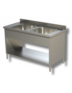Lavatoio AISI 430 - N.2 vasche - Profondità 70 - Fianchi...