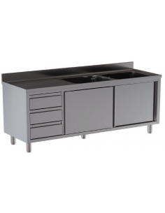 Washer AISI 430 - N.2 tanks - Depth 70 - Left-hand drier...