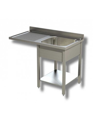 Washtub - With shelf - Depth 70 - Dishwasher compartment - N.1 bowl - Drainer on the left - Various dimensions