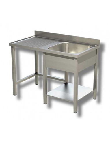 Washtub - With shelf - Depth 60 - Waste bin compartment - N.1 bowl - Drainer on the left - Various dimensions