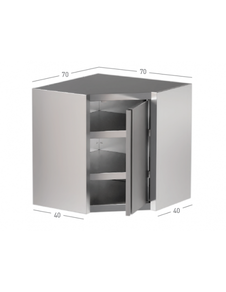 Hanging cabinet - Corner - With swinging door - shelf n.2 - cm 70 x 70 x 100 h