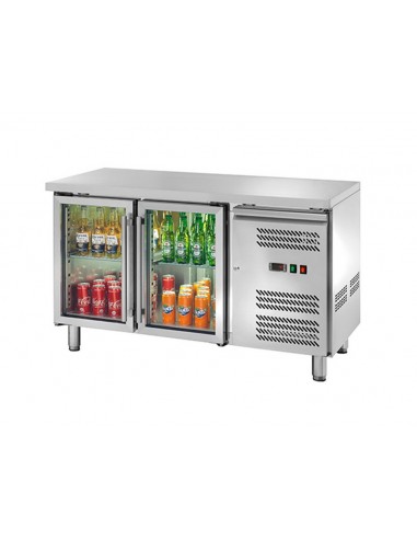 Refrigerated table - N. 2 glass doors - cm 136 x 70 x 86 h