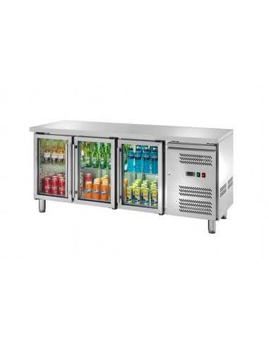 Tavolo refrigerato - N. 3 porte vetro - cm 179.5 x 70 x 86 h