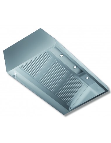 Wall hood - Without motor - Depth 90 - From 120 to 300 cm - Steel AISI 430 - Spotlights