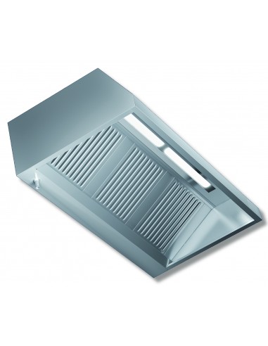 Wall hood - Without motor - Depth 90 - From 120 to 300 cm - Steel AISI 430 - Plafoniera e neon