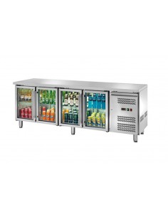 Refrigerated table - N. 4 glass doors - cm 223 x 70 x 86 h