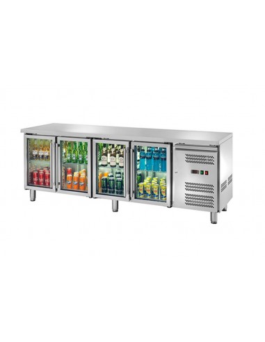 Refrigerated table - N. 4 glass doors - cm 223 x 70 x 86 h