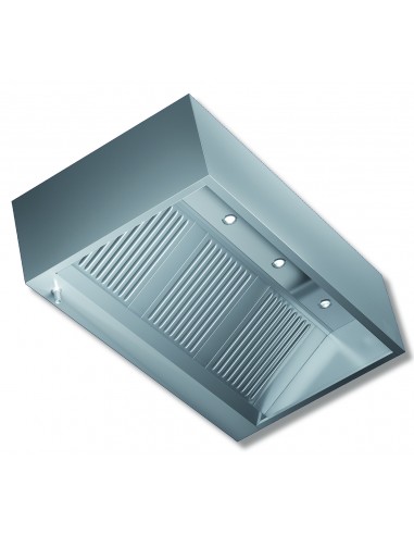 Cubic hood - Without motor - Depth 90 - From 120 to 280 cm - Steel AISI 430 - Spotlights