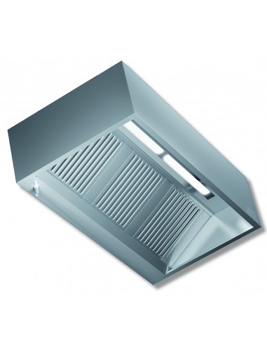 Cubic hood - Without motor - Depth 90 - From 120 to 280 cm - Steel AISI 430 - Plafoniera e neon