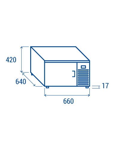 Blast chiller 3 pans GN 2/3 - Cm 76 x 72.5 x 85 h