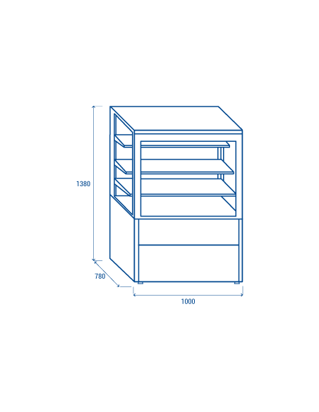 Refrigerated display case - Black - Static - Sliding doors - Capacity 280 Lt. - Temperature +2°/ +6°C - cm 100 x 78 x 138h
