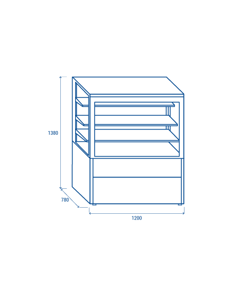 Refrigerated display case - Black - Static - Sliding doors - Capacity 342 Lt- Temperature +2°/+6°C - cm 120 x 78 x 138h
