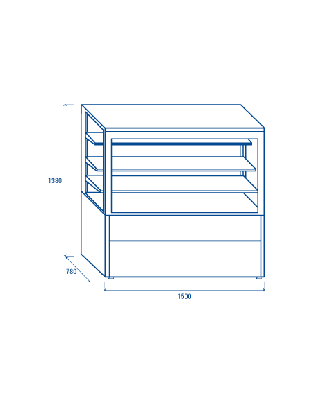Refrigerated display case - Black - Static - Sliding doors - Capacity 438 Lt- Temperature +2°/+6°C - cm 150 x 78 x 138h