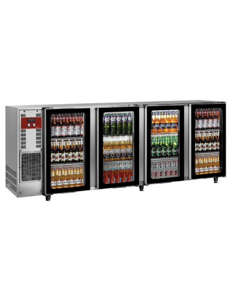 Tavolo refrigerato - N.4 porte vetro - cm 267.5 x 56.5 x 89/90.5h