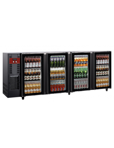 Refrigerated table - N.4 glass doors - cm 267.5 x 56.5 x 89/90.5h