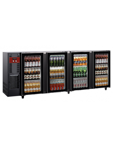 Refrigerated table - N.4 glass doors - cm 267.5 x 56.5 x 89/90.5h