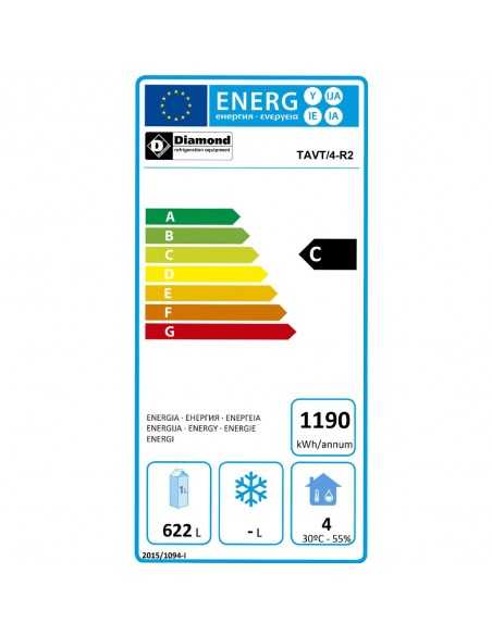 Tavolo refrigerato - N.4 porte vetro - cm 267.5 x 56.5 x 89/90.5h