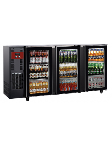 Tavolo refrigerato - N.3 porte vetro - cm 206.5 x 56.5 x 89/90.5h