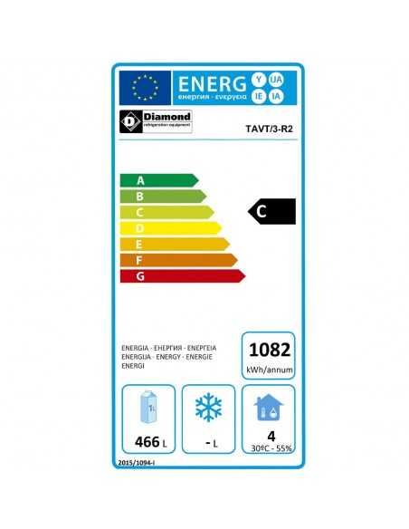 Tavolo refrigerato - N.3 porte vetro - cm 206.5 x 56.5 x 89/90.5h