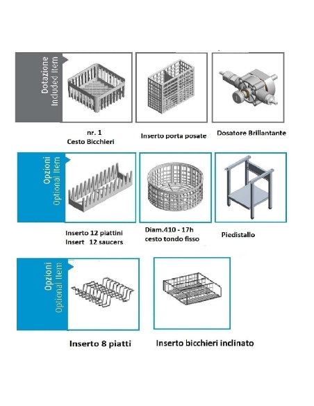 Lavabicchieri - Cesto quadro cm 40 x 40 - cm 47.5 x 50.5 x 71.9h