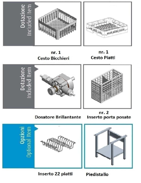 Lavabicchieri - Cesto quadro 50 x 50 cm - cm 59 x 60 x 81.4h